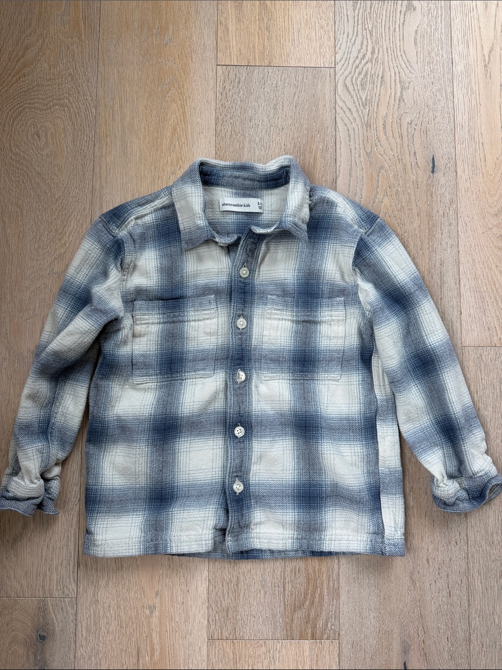 abercrombie kids Blue & Cream Plaid Button-Down Shirt